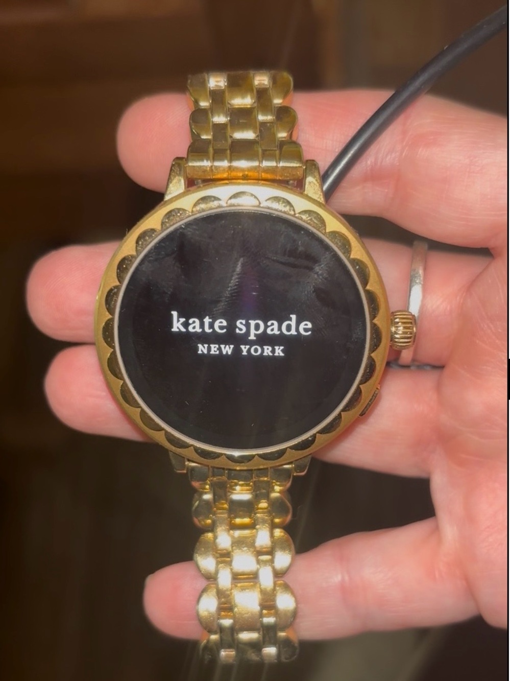 kate spade gold-tone scallop bezel smartwatch